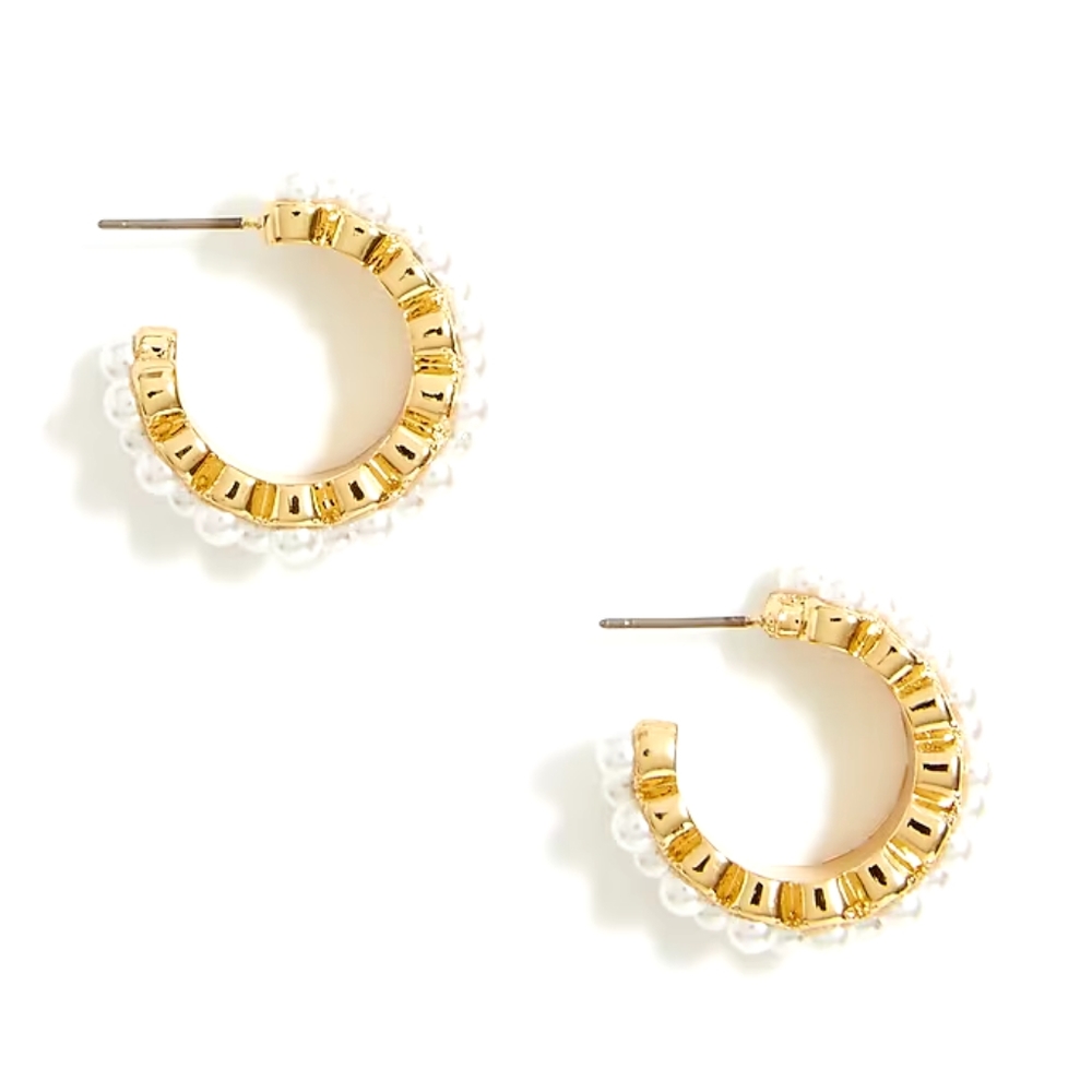 J.Crew Double pearl hoop earrings, white/ gold - Picture 2 of 5